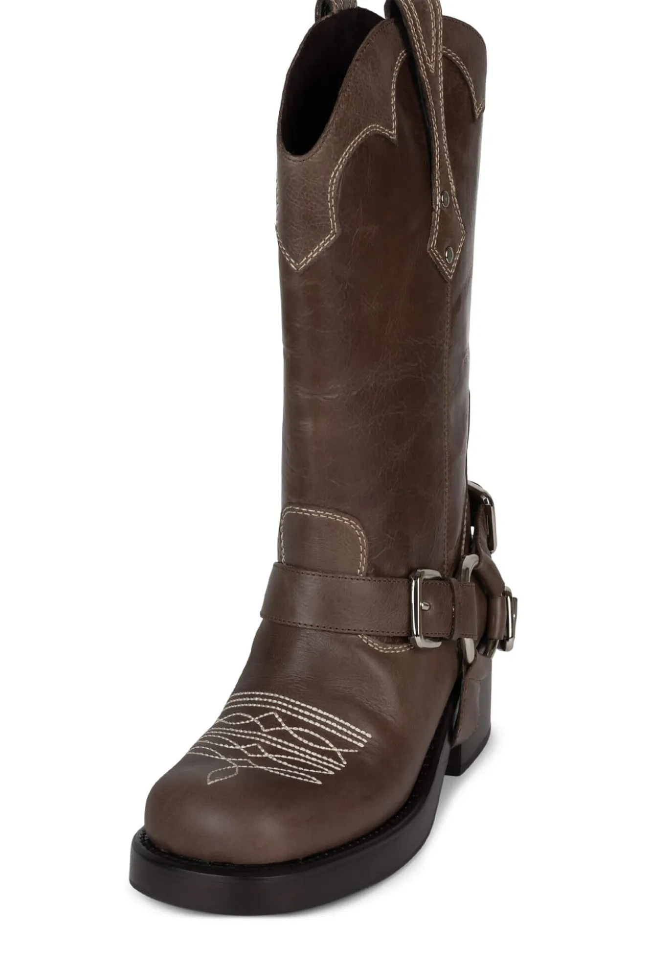 Best Jeffrey Campbell x FP x Understated Leather Motoboy Biker Boot Browndistressed